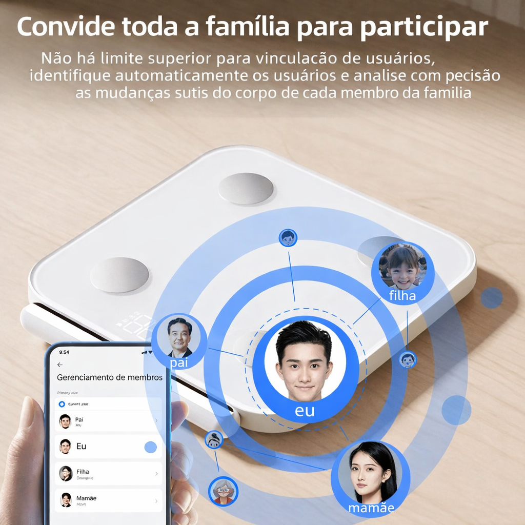 Balança conectada para peso e composição corporal