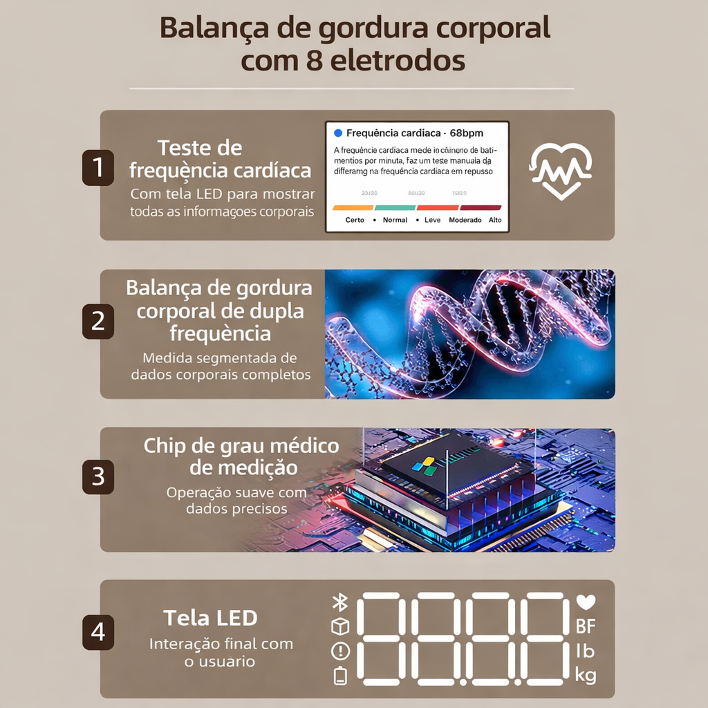 Balança conectada para peso e composição corporal