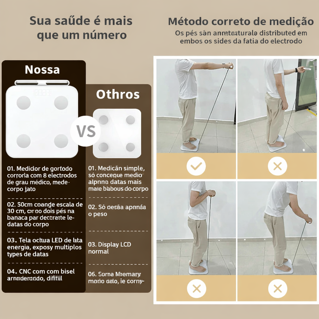 Balança conectada para peso e composição corporal