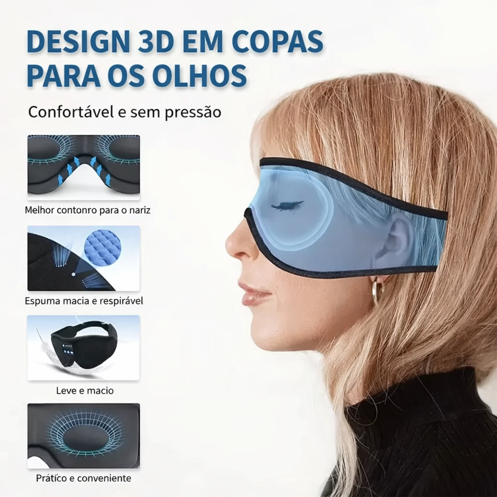 DreamWave™ Máscara de Sono Blackout com Bluetooth